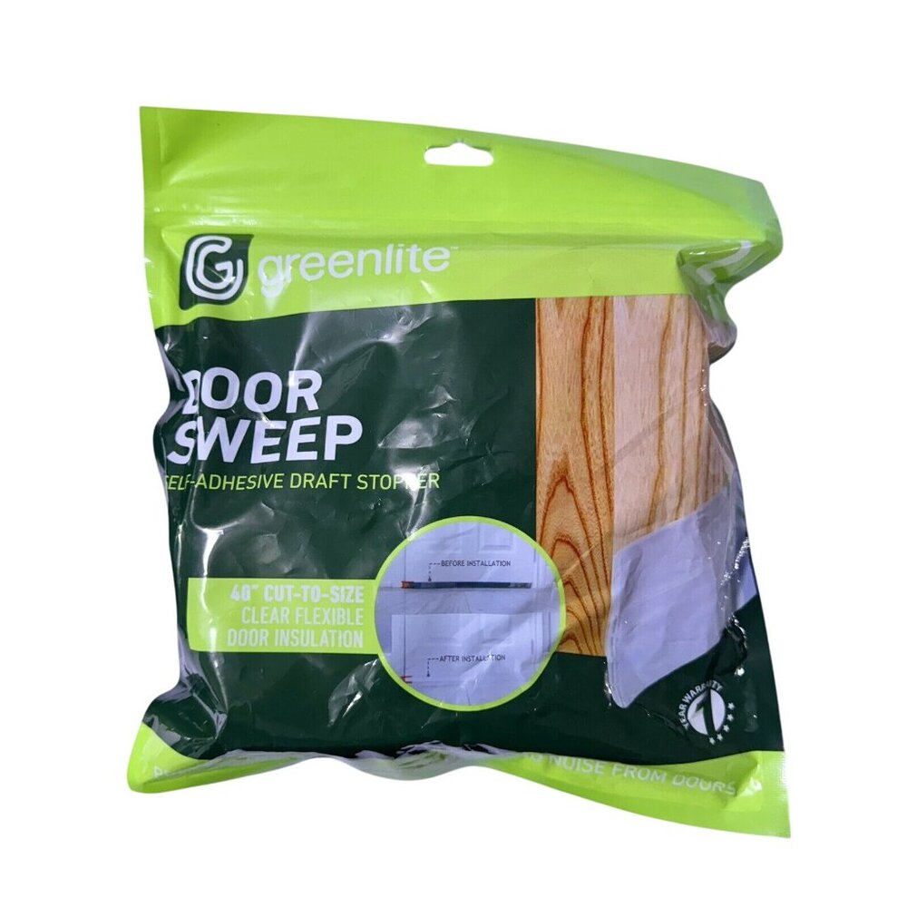 Greenlite Door Sweep Self-Adhesive Draft Stopper 40" Cut-To-Size Clear Flexible